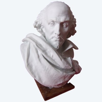 Bust of Shakespeare, Limoges porcelain biscuit, late 19th century.