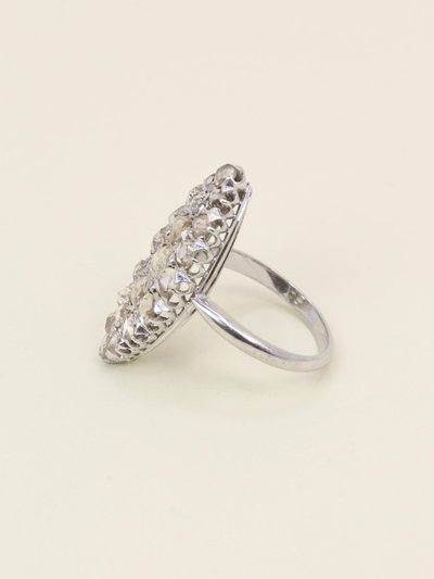 Marquise ring in white gold with rose-cut diamonds