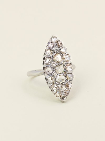Marquise ring in white gold with rose-cut diamonds
