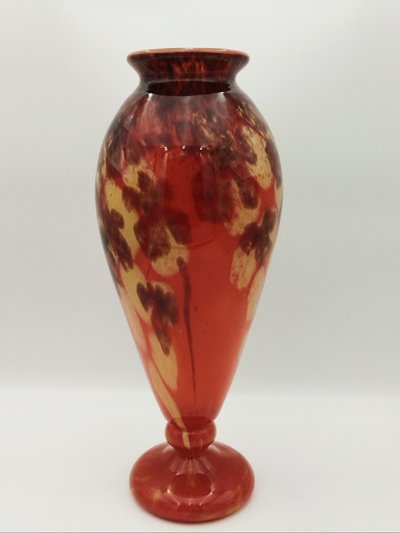 Vaso grande in vetro SCHNEIDER ART DECO con motivo marmorizzato, 45 cm, COLLEZIONE
