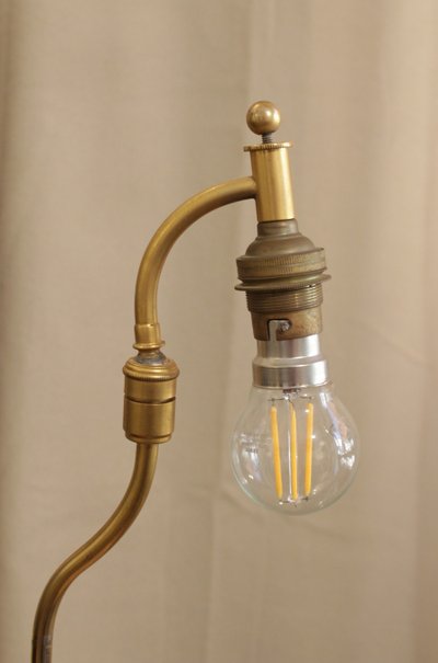 Lampe réglable oiseau en laiton doré et abat-jour 20ème siècle