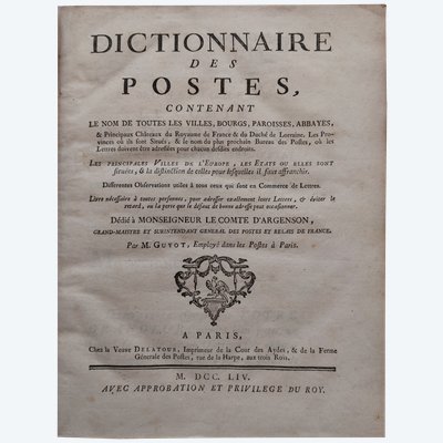 E. G. Guyot - (1706 - 1786) - Dictionary of Postal Services - 1754 - Rare original edition - Philately
