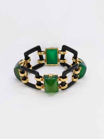 Bracciale Art Déco in oro giallo con onice e crisoprasa