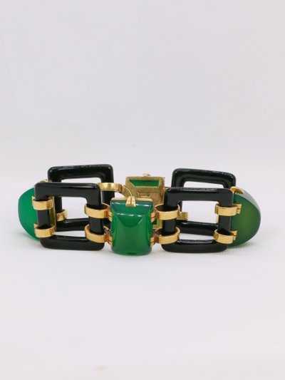 Bracciale Art Déco in oro giallo con onice e crisoprasa