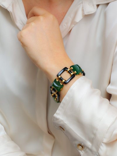 Bracciale Art Déco in oro giallo con onice e crisoprasa