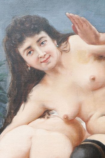 LA FESSÉE Grande Huile sur toile 