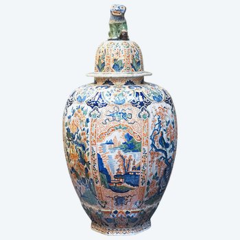 Große DELFT Potiche Vase Reichlich Coloré