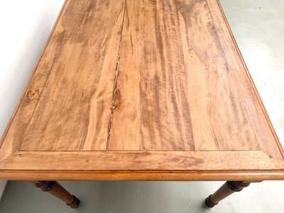 1950s farmhouse table with 5 beech legs and 4 drawers