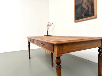 1950s farmhouse table with 5 beech legs and 4 drawers