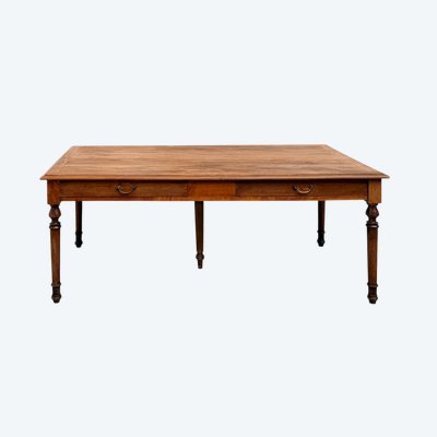 Table de ferme à 5 pieds en hêtre et 4 tiroirs, années 1950