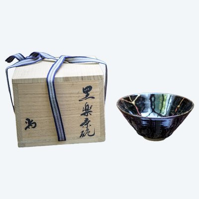 Bol cérémonie du Thé - Chawan noir Kintsugi