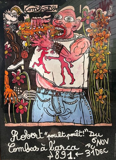 Robert Combas exhibition poster for "Pouët Pouët" 1984, signed