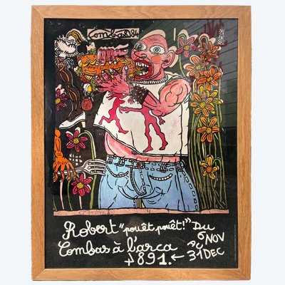 Robert Combas affiche d’exposition Pouët Pouët 1984 signée