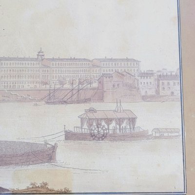 Serie di 3 vedute di Roma, disegni incorniciati, firma illeggibile, inizio XIX secolo.