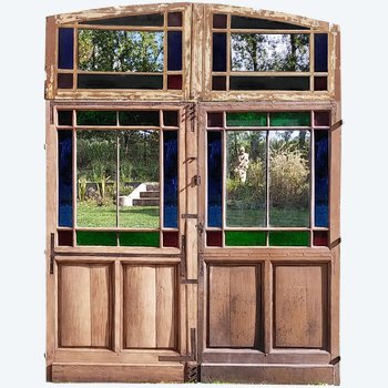 Double Porte Vitrée Ancienne XIXème Pour Atelier Loft Baie Ouverture Pignon Orangerie Portes 