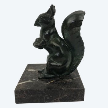 Eichhörnchen aus Bronze, signiert Art Déco