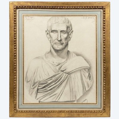 Dessin académique à l'Antique - Buste de Brutus, 1901