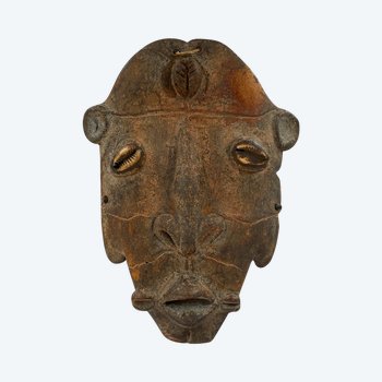 GESICHTSMASKE namens RELIQUARY SKULL Sawos Culture, Sepik River, Papua-Neuguinea