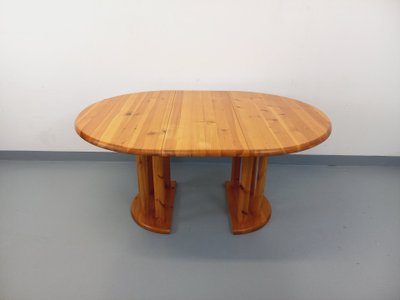 Table à manger ronde scandinave vintage style Rainer Daumiller en pin des années 60 70 avec rallonge