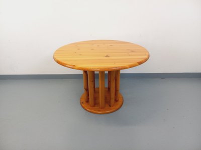 Table à manger ronde scandinave vintage style Rainer Daumiller en pin des années 60 70 avec rallonge
