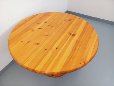 Table à manger ronde scandinave vintage style Rainer Daumiller en pin des années 60 70 avec rallonge
