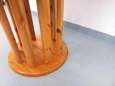 Table à manger ronde scandinave vintage style Rainer Daumiller en pin des années 60 70 avec rallonge