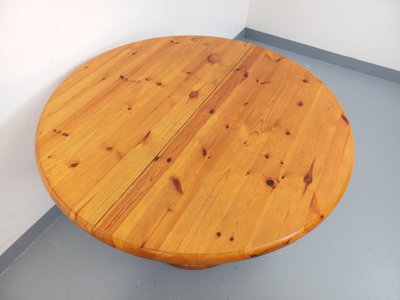 Table à manger ronde scandinave vintage style Rainer Daumiller en pin des années 60 70 avec rallonge