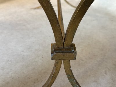 Wrought-iron coffee table with marble top
