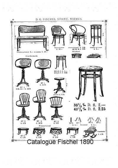 Fischel Art Nouveau bistro caned stool circa 1900, no Thonet
