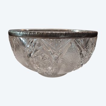 Crystal bowl circled with solid silver