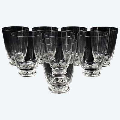 Lalique France set of 8 crystal glasses, Saint Hubert model, 1950