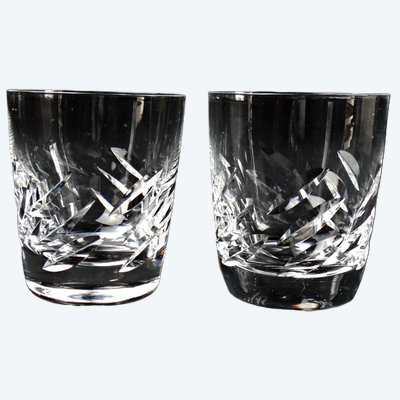 Lalique France pair of crystal whisky glasses Artois model of 1950
