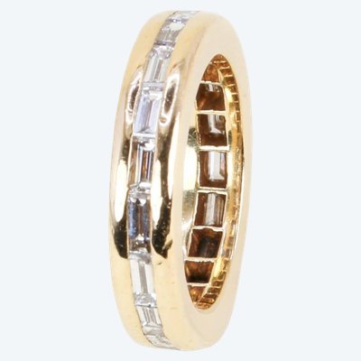 ROLEX Yellow Gold Ring with Baguette-Cut Diamonds