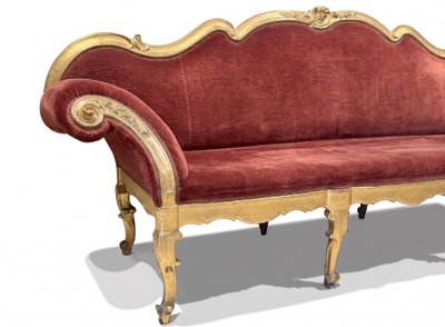 Sofa in carved and gilded wood, Lombardy, 18th century