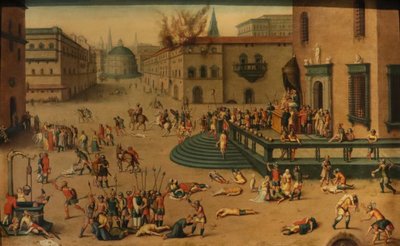 Massacro ordinato dai Triumviri, Antoine Caron (Beauvais, 1521 - Parigi, 1599) bottega