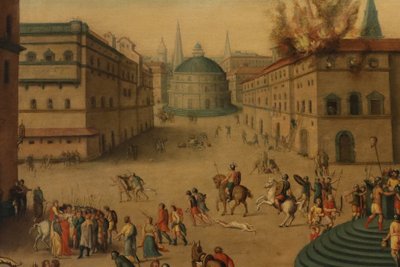 Massacro ordinato dai Triumviri, Antoine Caron (Beauvais, 1521 - Parigi, 1599) bottega