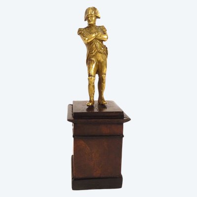 Petite sculpture bronze doré empereur Napoléon Ier socle palissandre XIXème