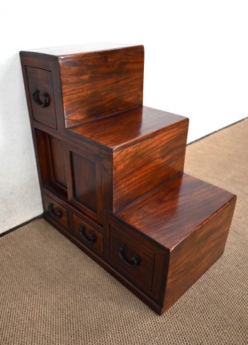 Sofa end, step stool structure, in Teak - 1960