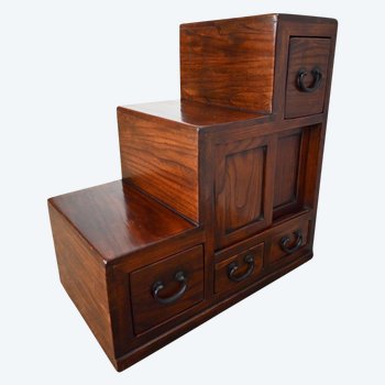 Sofa end, step stool structure, in Teak - 1960