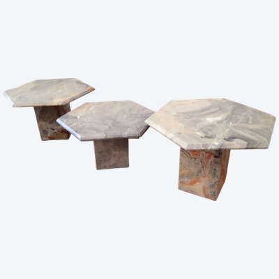 1960s nesting tables with marble tops