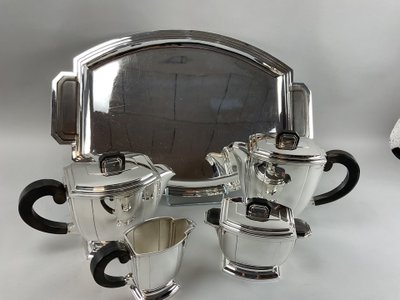 Ravinet D’Enfert 5-Piece Art Deco Silver-Plated Coffee Set 