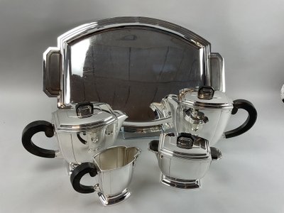 Ravinet D’Enfert 5-Piece Art Deco Silver-Plated Coffee Set 