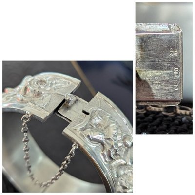 Art Nouveau Bracelet Jonc Argent Allemande Antique CIRCA 1900