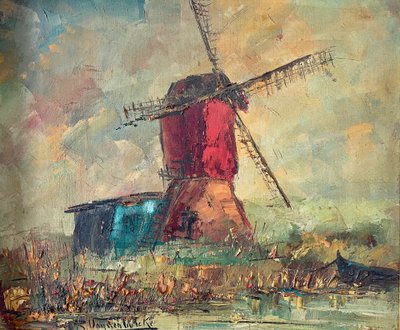Roger Vandenbulcke (1921-) – Il Moulin Rouge – Olio su tela, 1972 circa