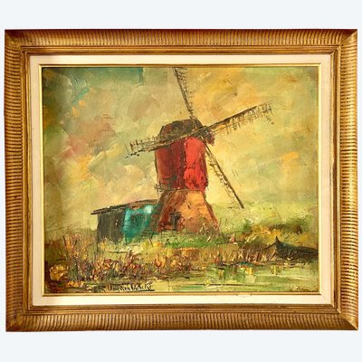 Roger Vandenbulcke (1921-) – Il Moulin Rouge – Olio su tela, 1972 circa