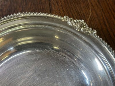 Piatto per verdure inglese in argento degli anni '50