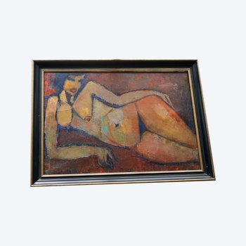 Pierre SUDRÉ, Donna nuda, olio su tela