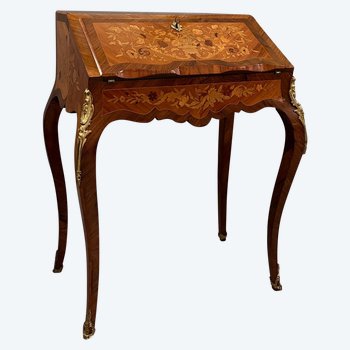 Bureau De Pente Dos d'Ane In Intarsien Napoleon III Epoche Um 1870