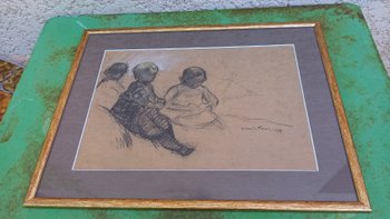  Three young children /drawing by Claude Firmin