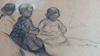  Three young children /drawing by Claude Firmin